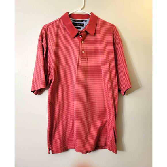 Men's Red Striped Tommy Hilfiger Polo Golf Shirt-Large - Picture 1 of 5